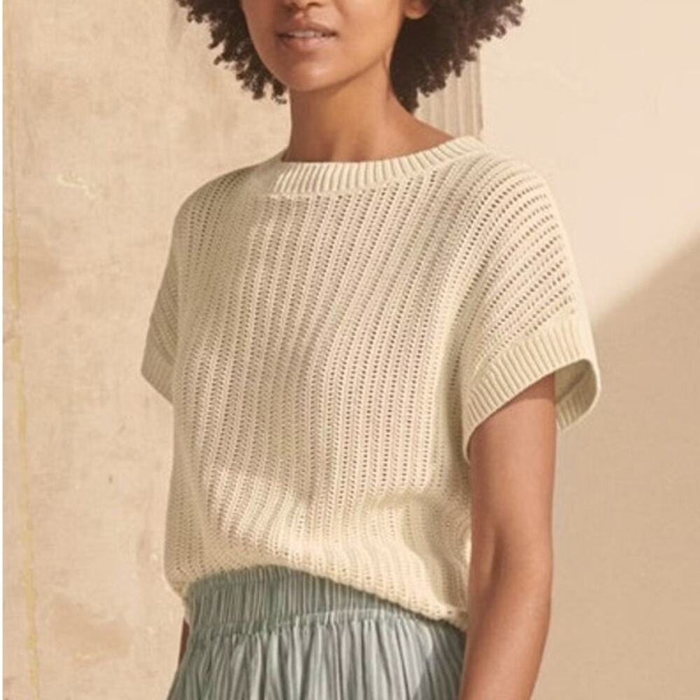 POETRY Crochet Stitch Organic Cotton Sweater Ecru 12 - Picture 10 of 10